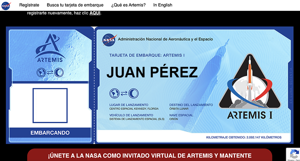 La NASA invita al público a enviar su nombre a la Luna (¡con tarjetas de embarque en español!)