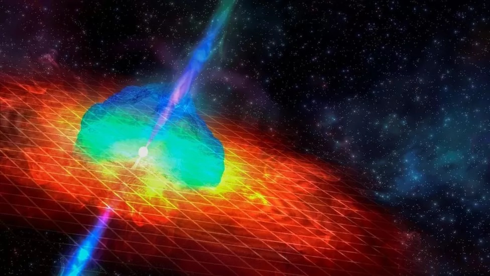 Inusual explosión de rayos gamma revela un evento de fusión híbrida de estrellas de neutrones