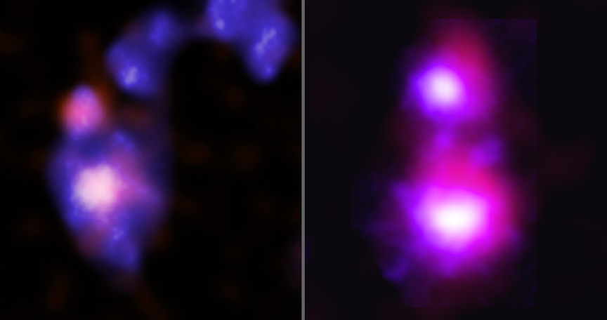 Astrónomos detectan por primera vez agujeros negros en galaxias enanas a punto de colisionar 