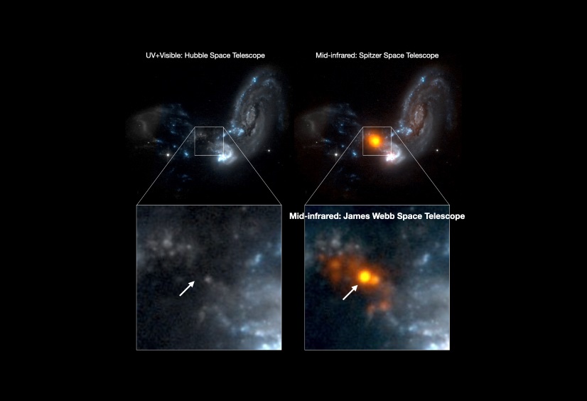 Astrónomos logran identificar el elusivo «motor» de unas luminosas galaxias fusionadas